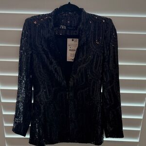 NWT ZARA Black Sequin Blazer Jacket